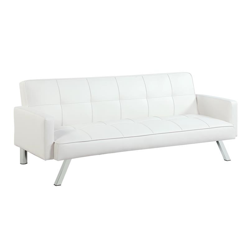 Carolina Classics Nario Convertible Leatherette Sleeper Sofa in White