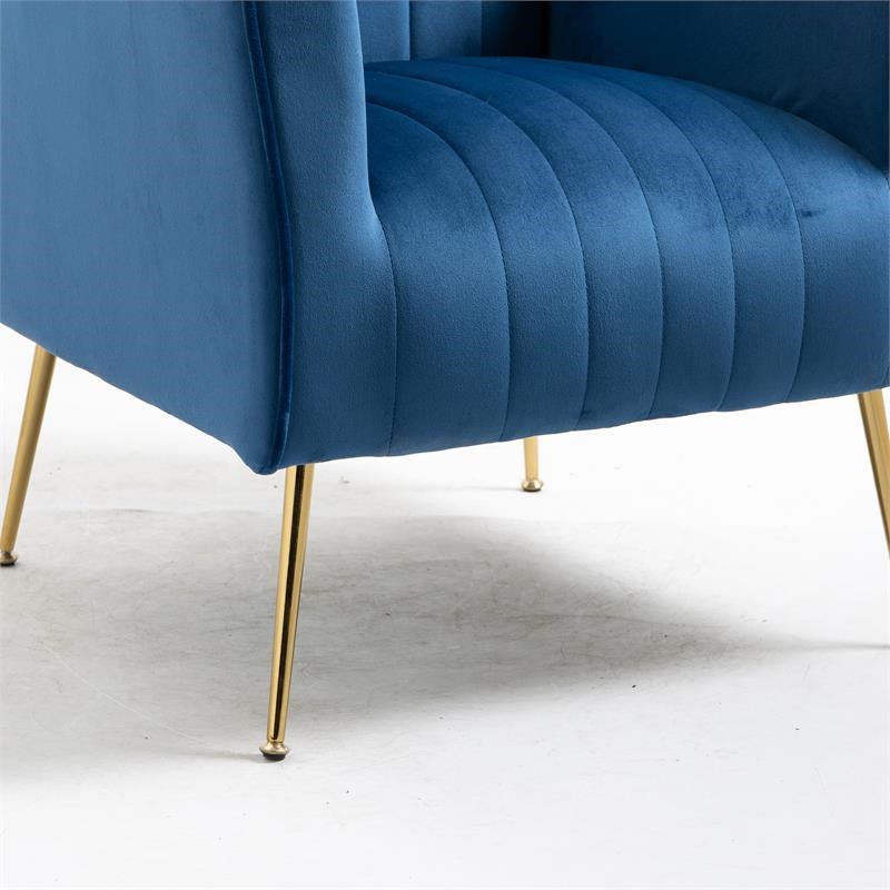 Carolina Classics Cela Navy Blue Velvet Upholstered Wingback Chair