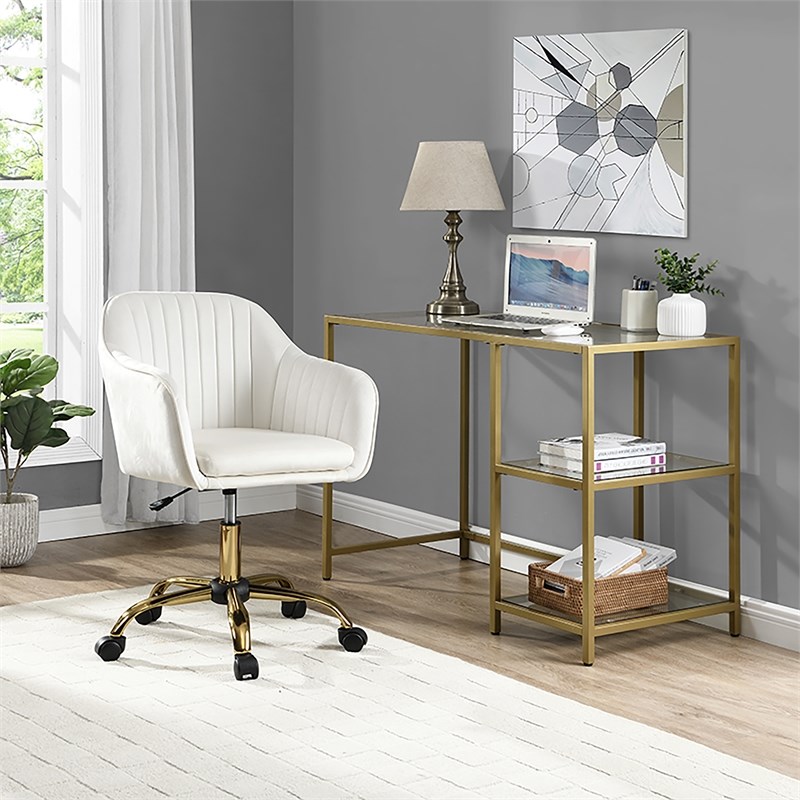 Carolina Classics Antoccino Desk Chair in Cream Velvet