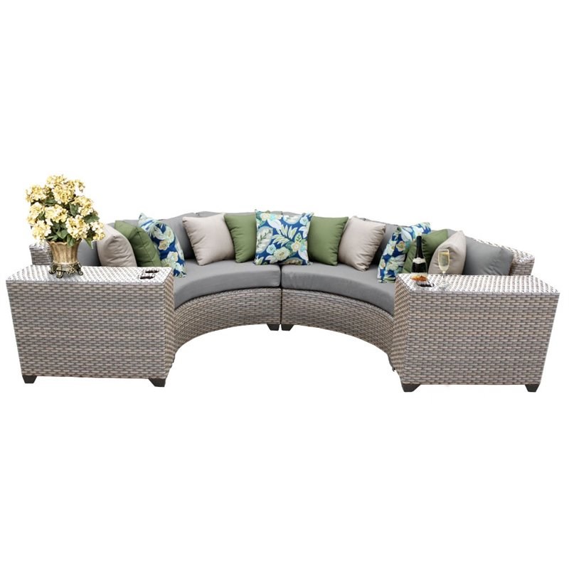 TK Classic Florence 4 Piece Wicker Patio Sectional in Gray