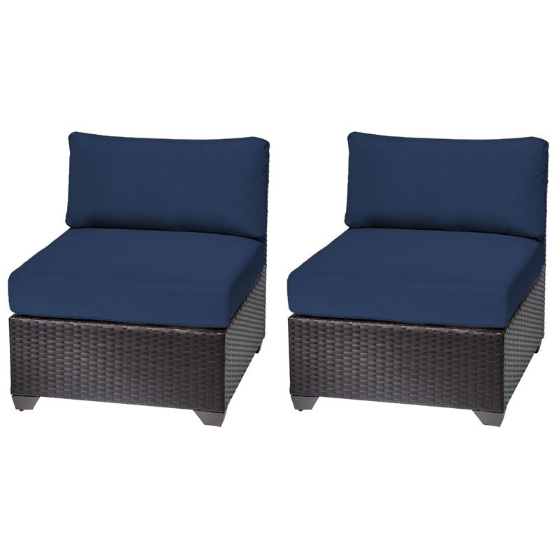 TKC Barbados Armless Patio Chair in Navy (Set of 2)