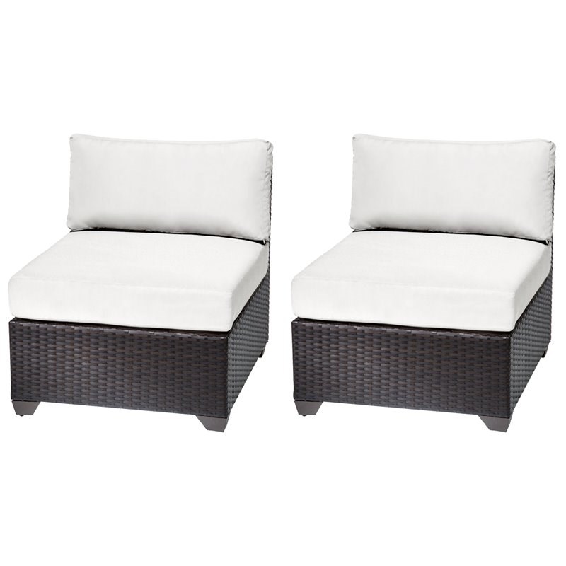 TKC Barbados Armless Patio Chair in White (Set of 2)