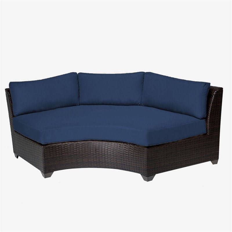 TKC Barbados Curved Armless Patio Sofa in Navy (Set of 2)