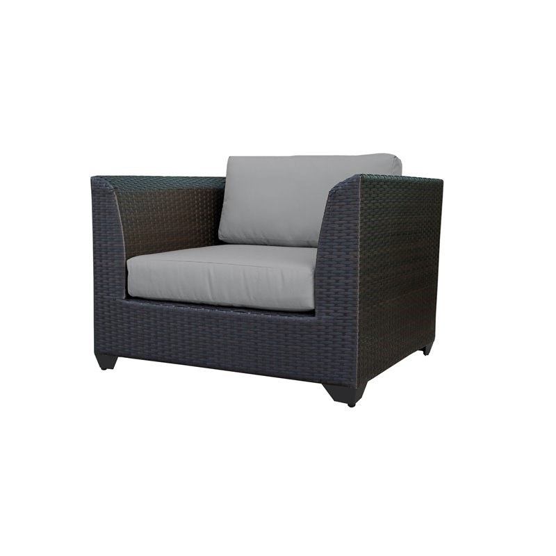 TK Classic Barbados Wicker Patio Club Chair in Gray