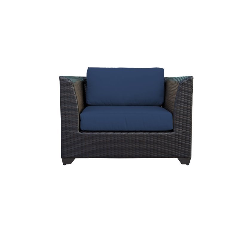 TK Classic Barbados Wicker Patio Club Chair in Navy