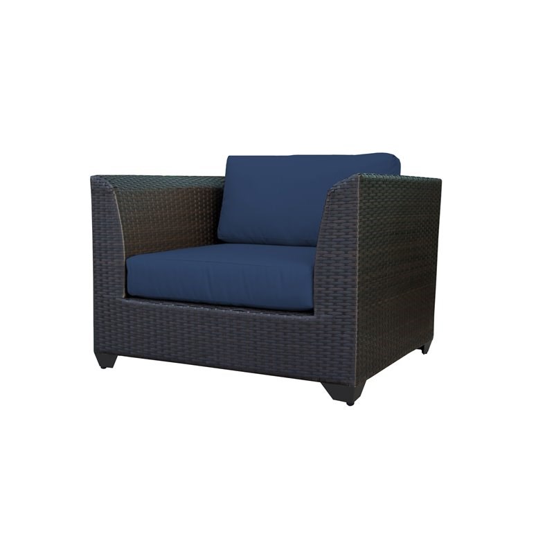 TK Classic Barbados Wicker Patio Club Chair in Navy