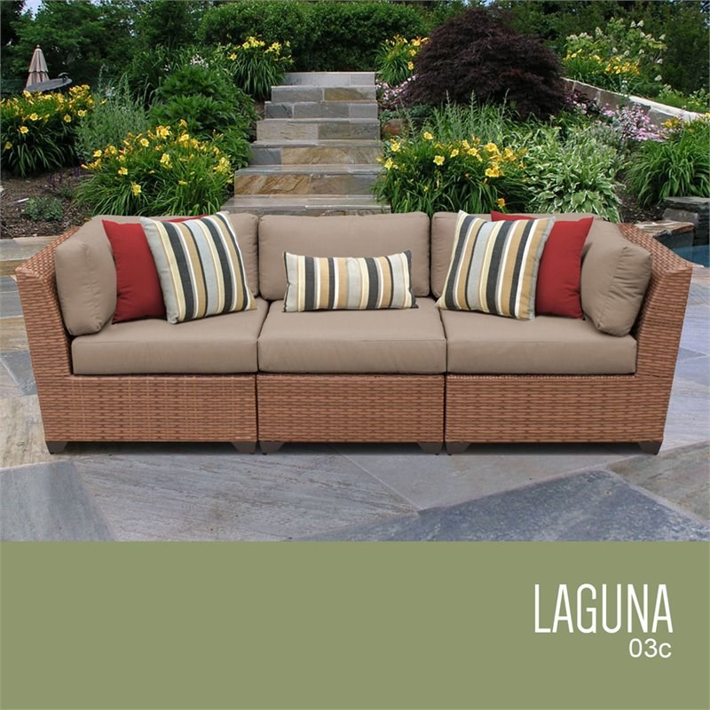 Tk Classics Laa 3 Piece Hand Woven Wicker Patio Sofa In Wheat Homesquare Hand Woven Wicker Patio Sofa, Tk Classics Outdoor Furniture Reviews