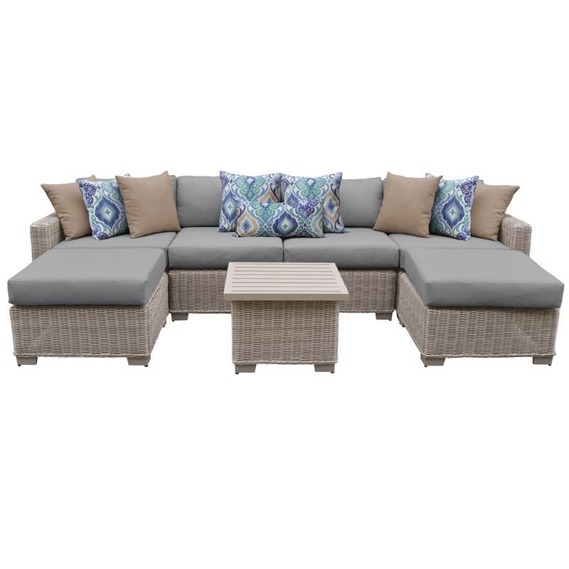 Coast 7 Piece Outdoor Wicker Patio Furniture Set 07a in Grey Homesquare