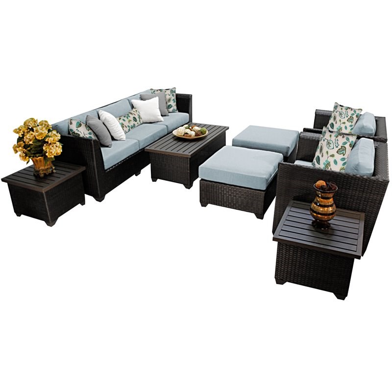 TK Classics 10 Piece Outdoor Sectional with Cushions and Coffee Table in Spa