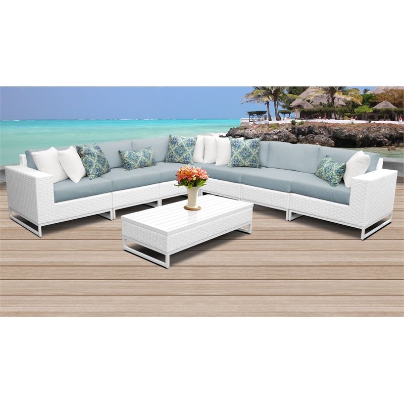 Miami 8 Piece Outdoor Wicker Patio Furniture Set 08f in Spa