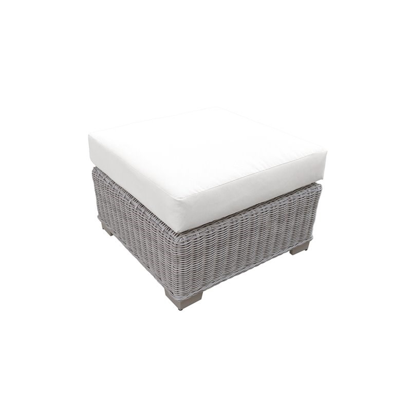 Coast Outdoor Wicker Patio Ottoman in Sail White Homesquare