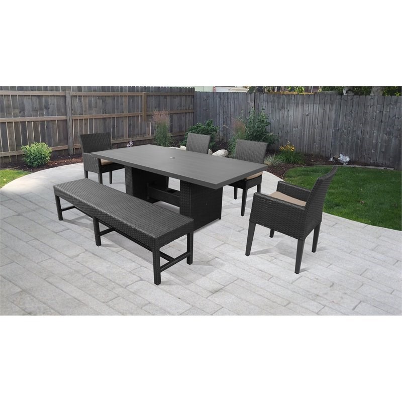 Barbados Patio Dining Table with 4 Dining Chairs and 1 Bench