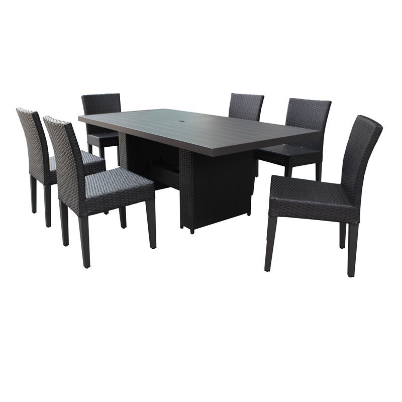 Barbados Patio Dining Table with 6 Armless Chairs