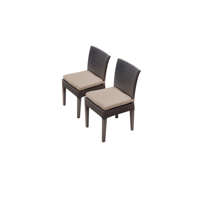 Barbados Square Dining Table with 4 Armless Chairs and Cushions in Beige