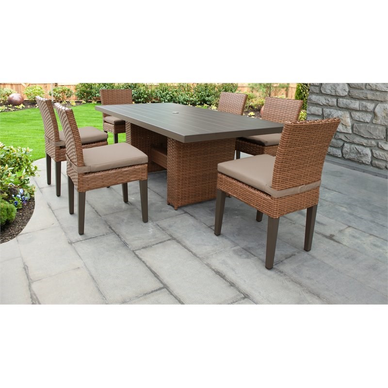 Laguna Patio Dining Table with 6 Armless Chairs and Cushions