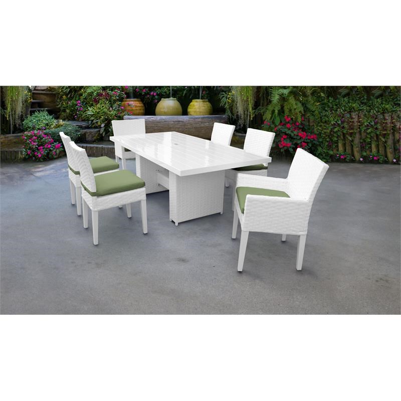 Miami Rectangular Patio Dining Table 4 Armless Chairs 2 Arm Chairs in Cilantro