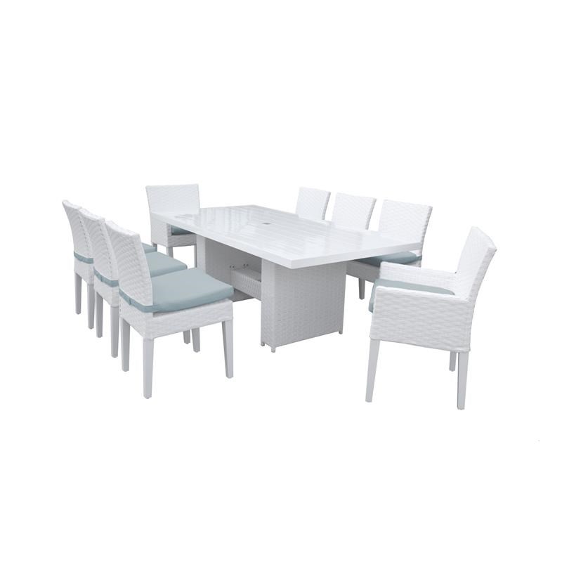 Miami Rectangular Patio Dining Table 6 Armless Chairs 2 Arm Chairs in Spa