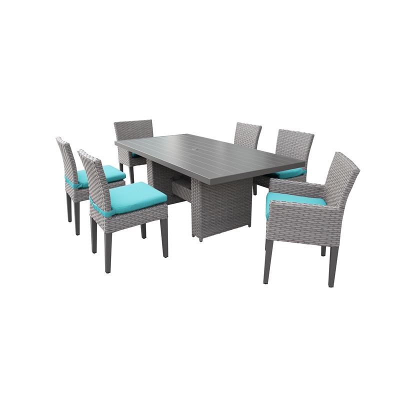 Florence Rectangular Patio Dining Table 4 Armless Chairs 2 Arm Chairs in Aruba