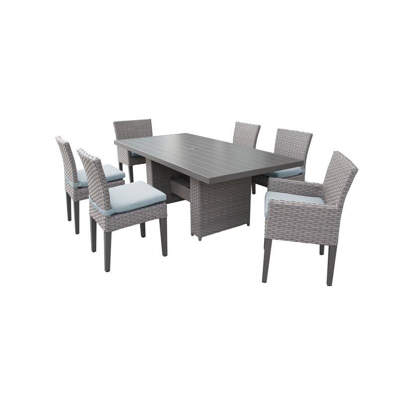 Florence Rectangular Patio Dining Table 4 Armless Chairs 2 Arm Chairs in Spa