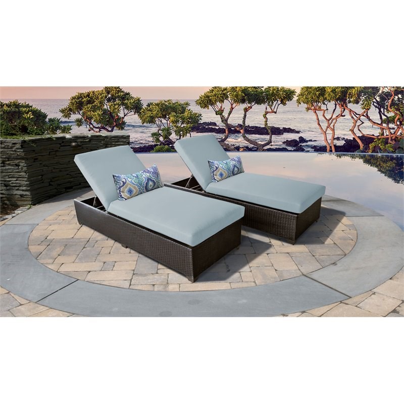 Barbados Chaise Set of 2 Outdoor Wicker Patio Furniture in Spa
