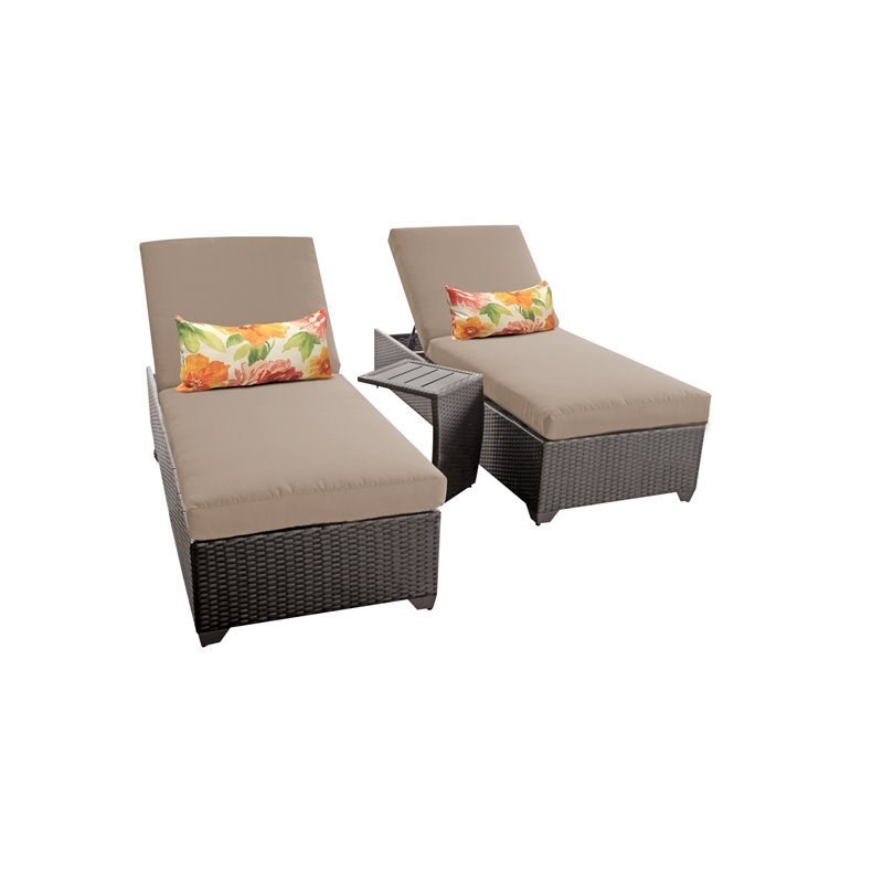Barbados Chaise Wicker Patio Furniture with Side Table (Set of 2)