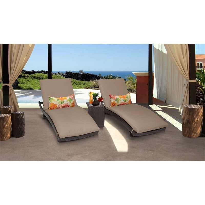 Barbados Curved Chaise Patio Furniture with Side Table (Set of 2)