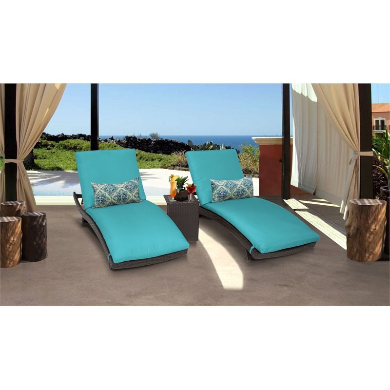 Barbados Curved Chaise Patio Furniture with Side Table in Aruba (Set of 2)