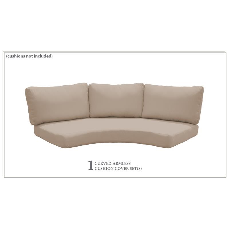 Covers for High-Back Curved Armless Sofa Cushions 6 inches thick in Wheat