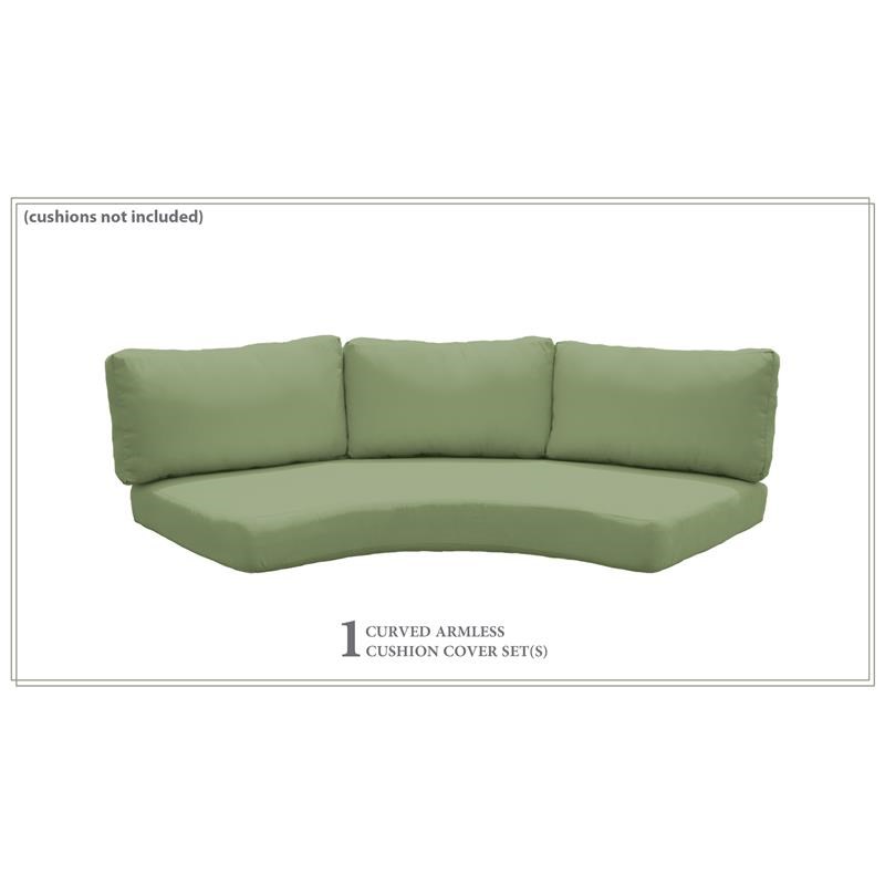 Covers for Low-Back Curved Armless Sofa Cushions 6 inches thick in Cilantro