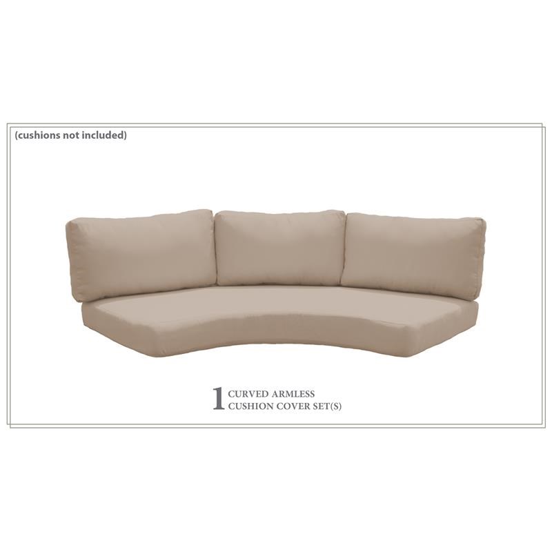 Covers for Low-Back Curved Armless Sofa Cushions 6 inches thick in Wheat