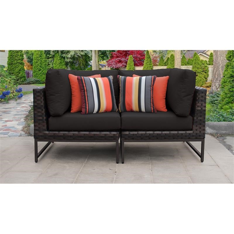 AMALFI 2 Piece Wicker Patio Furniture Set 02a in Brown and Black