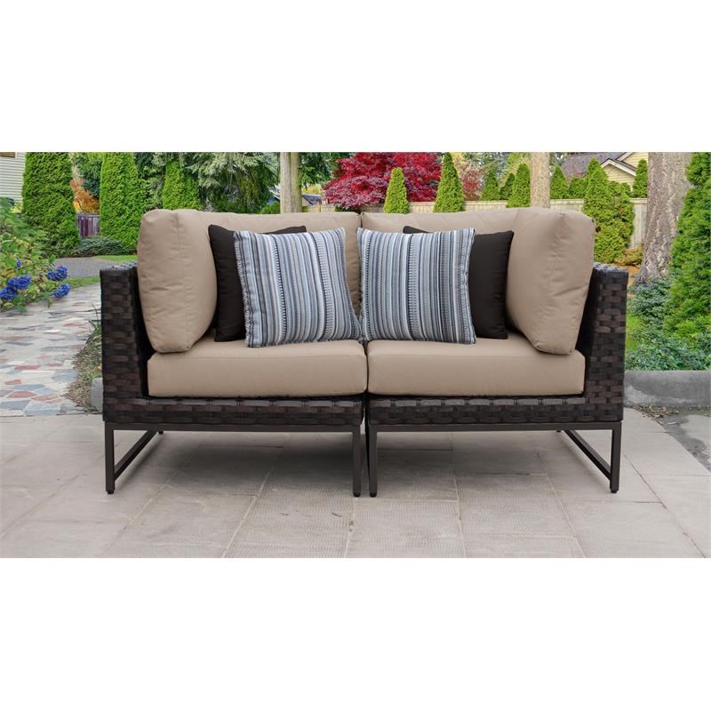 AMALFI 2 Piece Wicker Patio Furniture Set 02a in Brown and Wheat