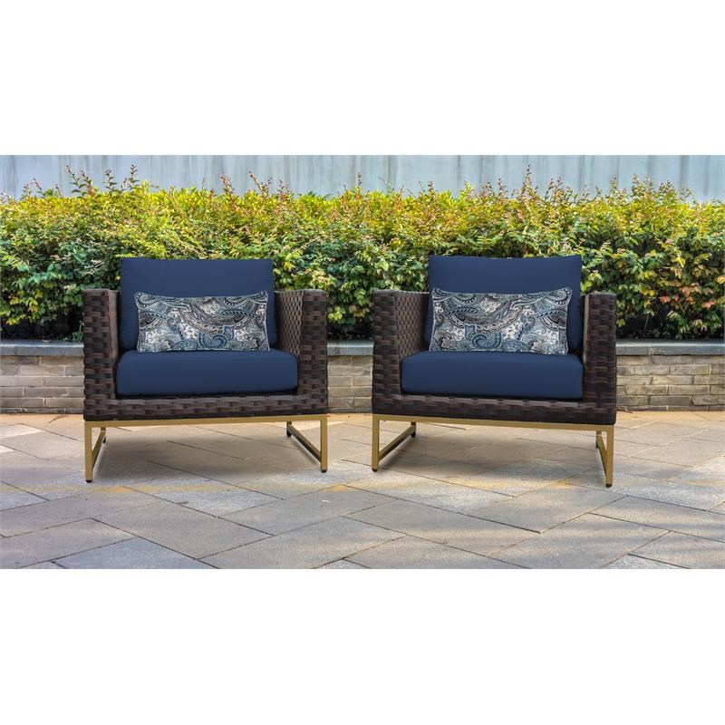 AMALFI 2 Piece Wicker Patio Furniture Set 02b in Gold and Navy