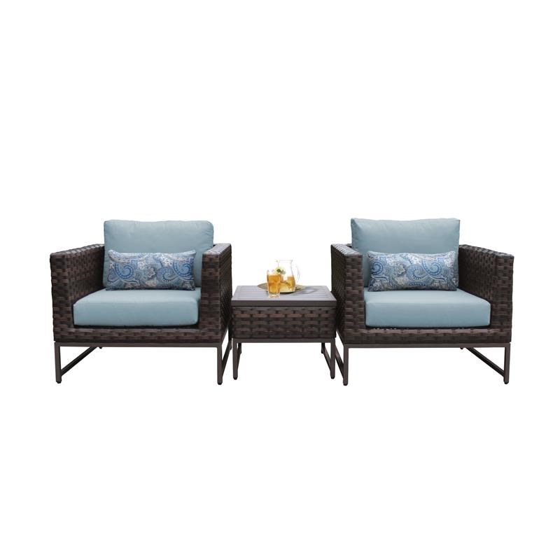 AMALFI 3 Piece Wicker Patio Furniture Set 03a in Brown and Spa