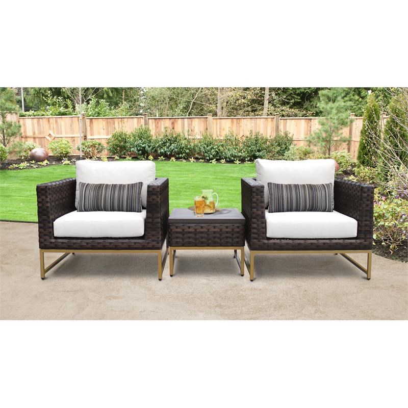 AMALFI 3 Piece Wicker Patio Furniture Set 03a in Gold and White
