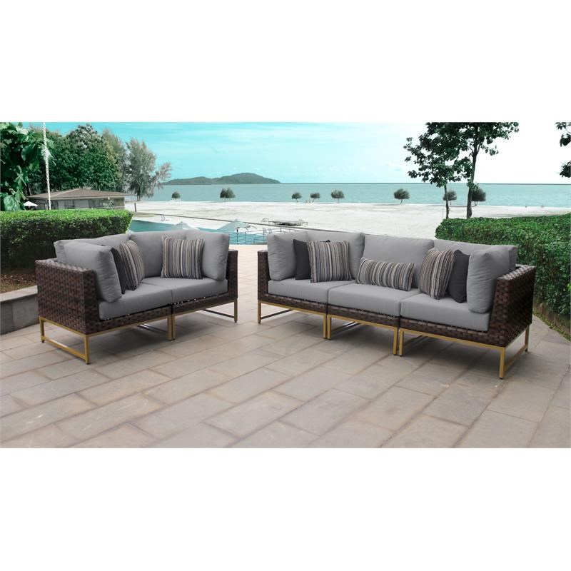 AMALFI 5 Piece Wicker Patio Furniture Set 05a in Gold and Gray