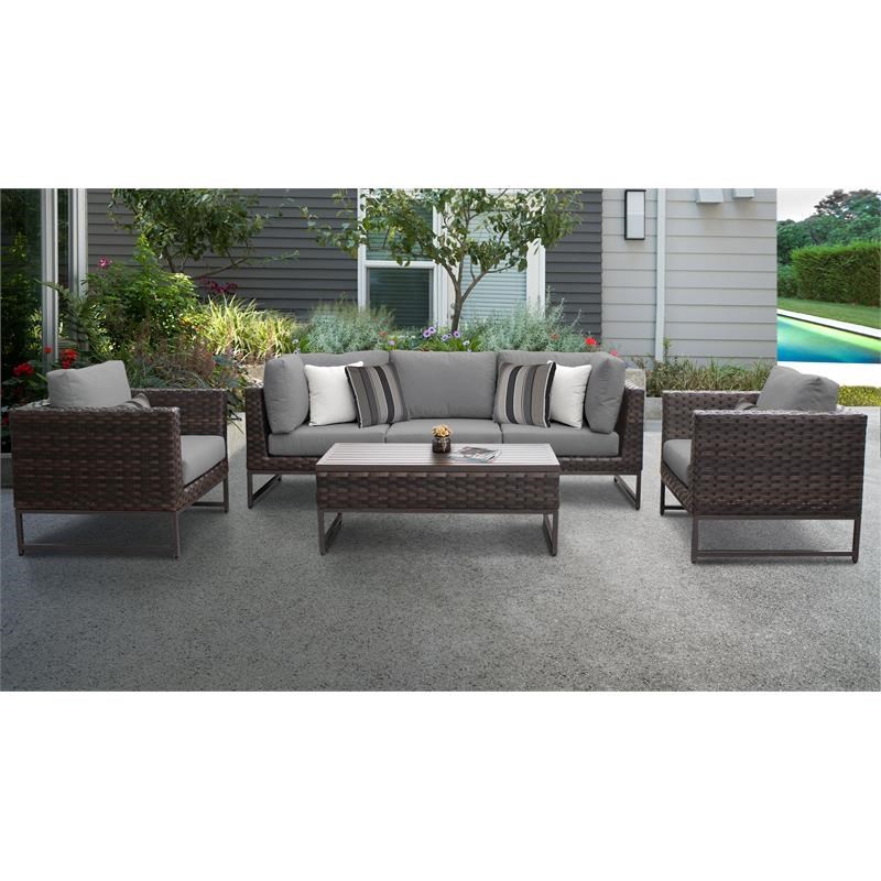 AMALFI 6 Piece Wicker Patio Furniture Set 06r in Brown and Gray