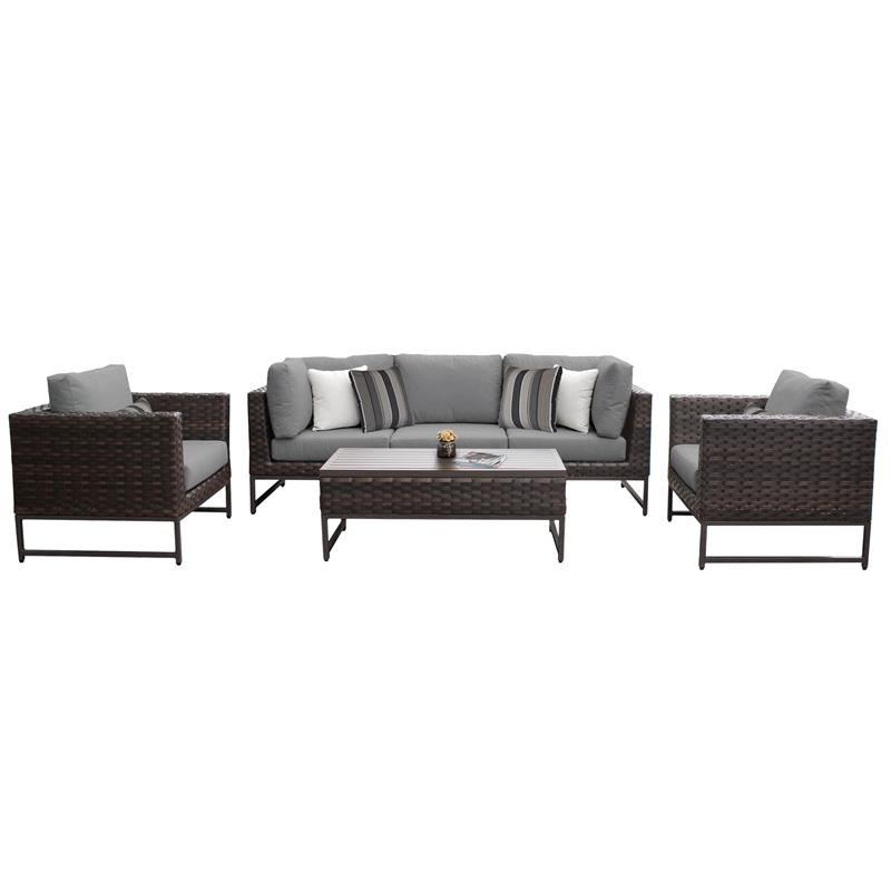 AMALFI 6 Piece Wicker Patio Furniture Set 06r in Brown and Gray