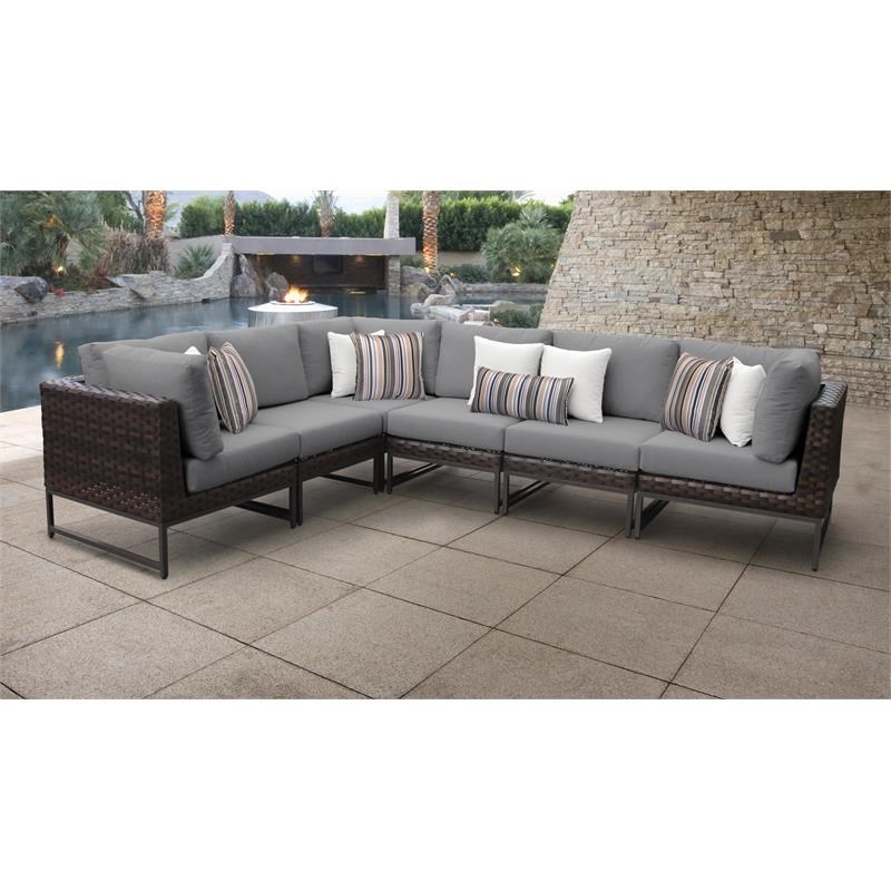 AMALFI 6 Piece Wicker Patio Furniture Set 06v in Brown and Gray