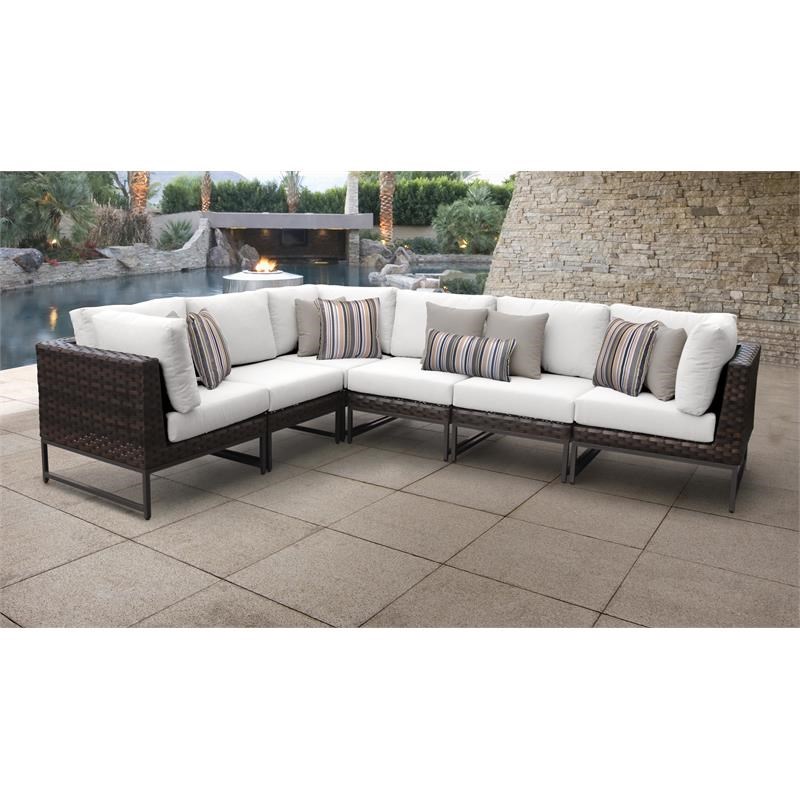 AMALFI 6 Piece Wicker Patio Furniture Set 06v in Brown and White