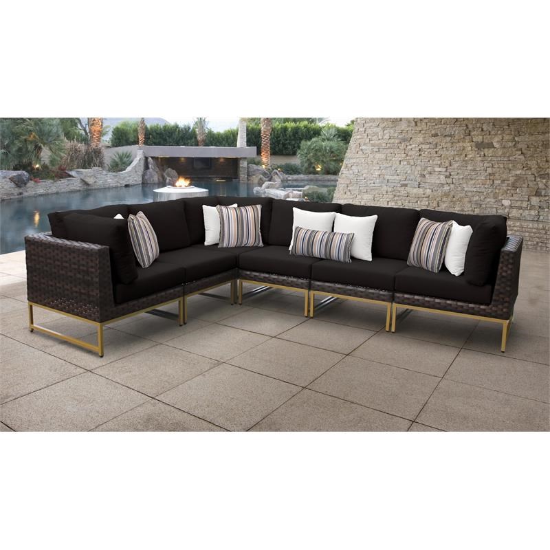 AMALFI 6 Piece Wicker Patio Furniture Set 06v in Gold and Black
