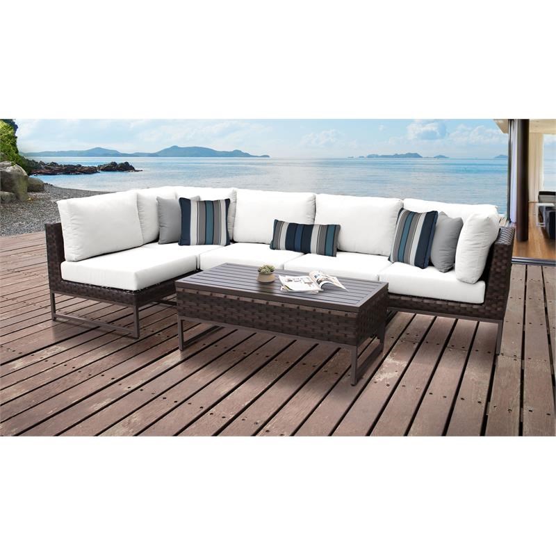 AMALFI 6 Piece Wicker Patio Furniture Set 06q in Brown and White
