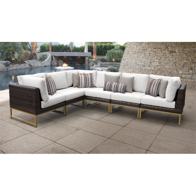 AMALFI 6 Piece Wicker Patio Furniture Set 06v in Gold and White