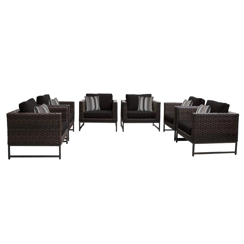 AMALFI 6 Piece Wicker Patio Furniture Set 06w in Brown and Black