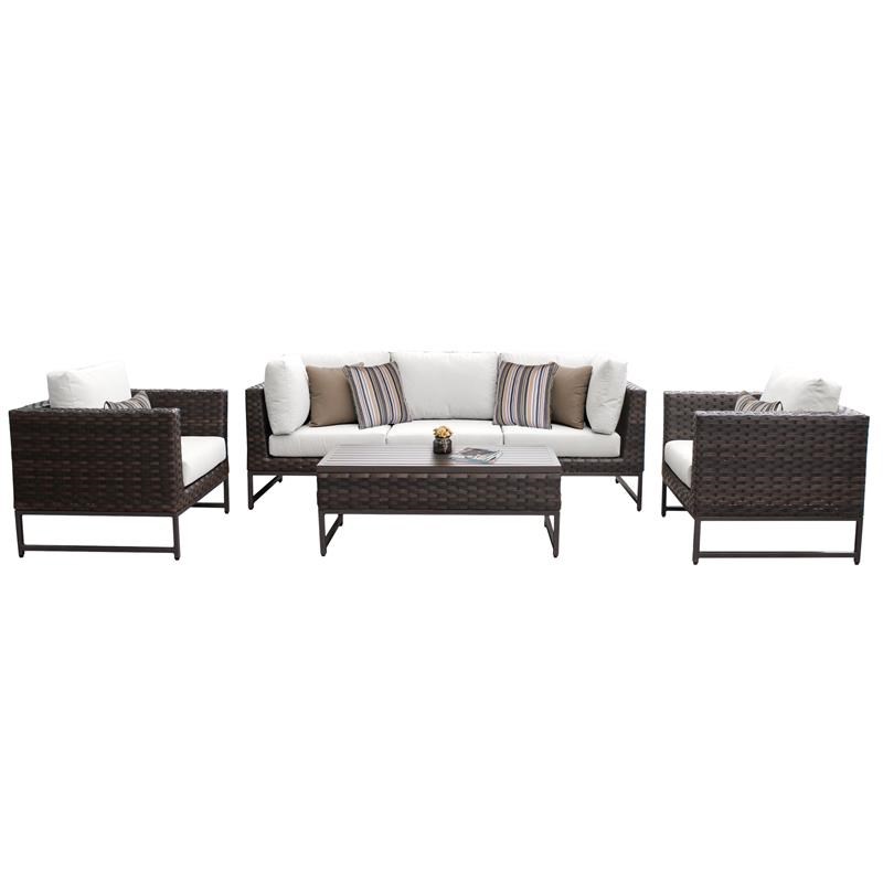 AMALFI 6 Piece Wicker Patio Furniture Set 06r in Brown and White