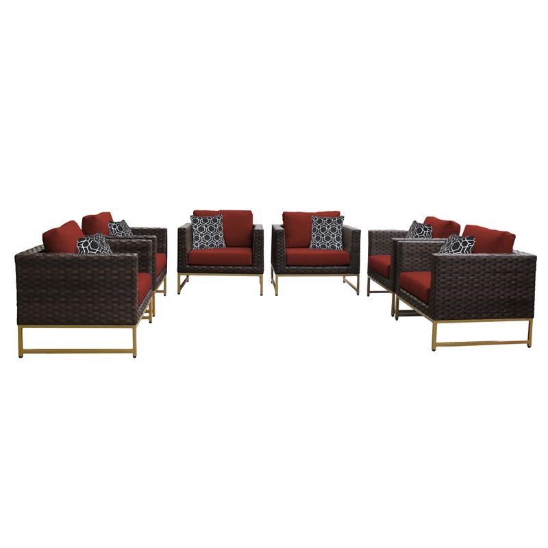 AMALFI 6 Piece Wicker Patio Furniture Set 06w in Gold and Terracotta