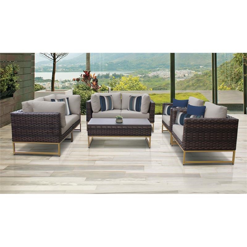 barcelona 7 piece wicker patio furniture set 07e in gold ...