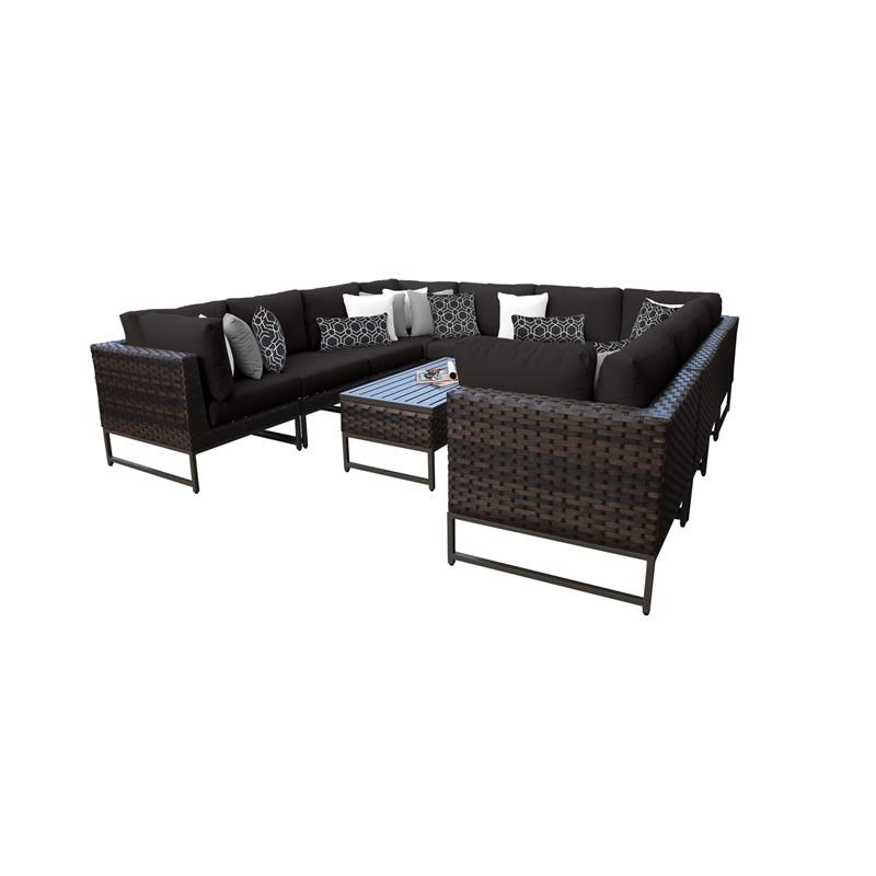 AMALFI 11 Piece Wicker Patio Furniture Set 11a in Brown and Black