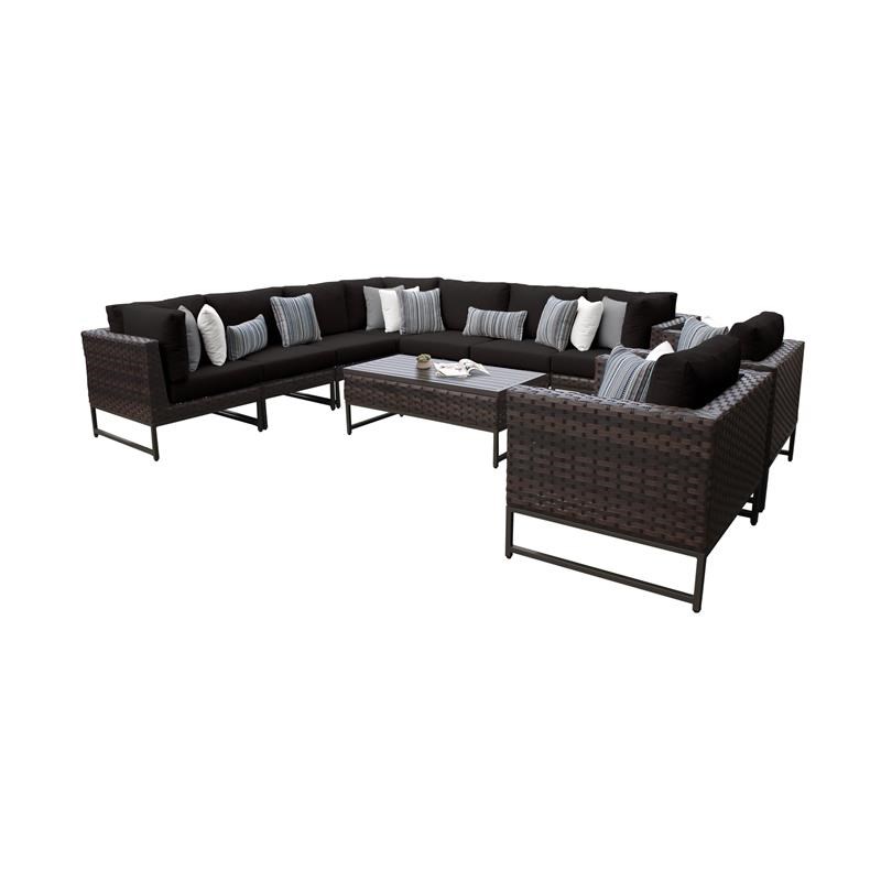 AMALFI 10 Piece Wicker Patio Furniture Set 10a in Brown and Black