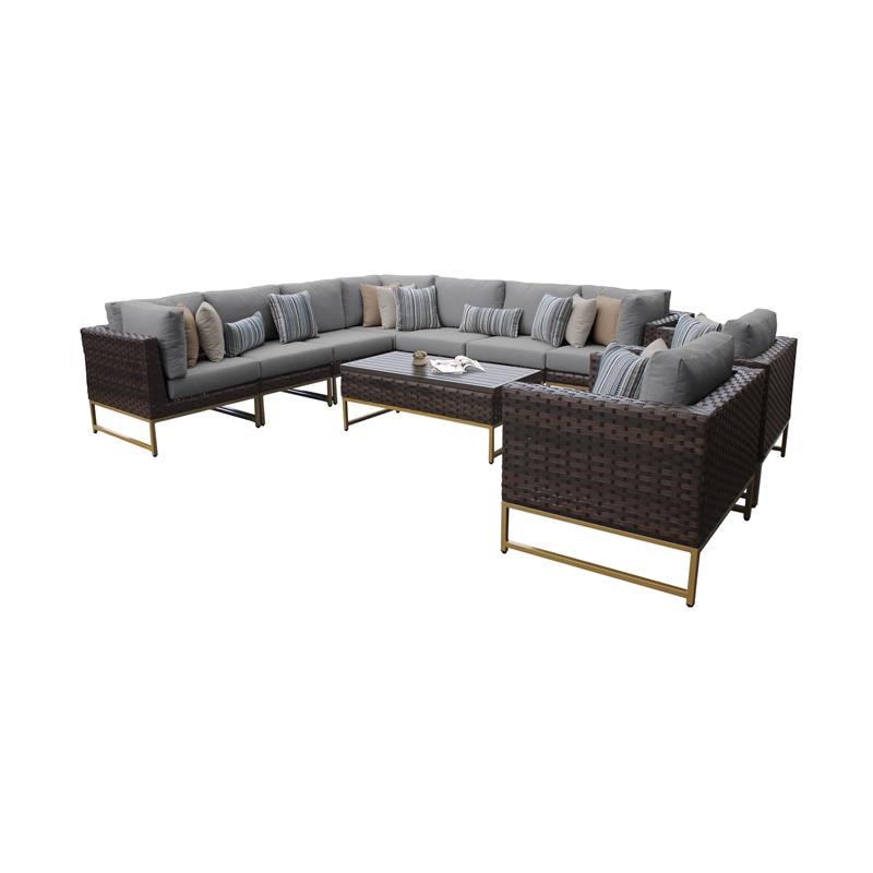 AMALFI 10 Piece Wicker Patio Furniture Set 10a in Gold and Gray